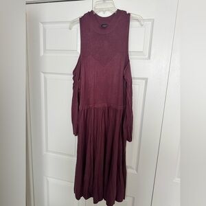 Torrid Plum Knit Sweater Dress with Cold Shoulder